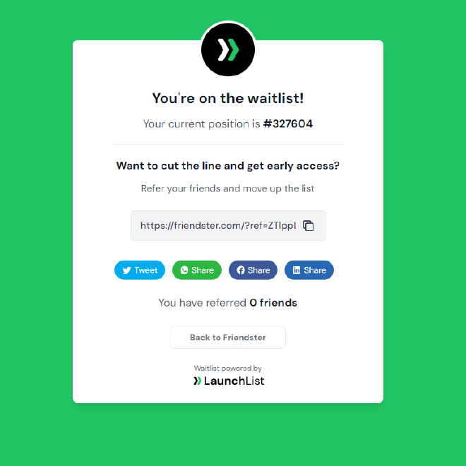 Waitlist Friendster