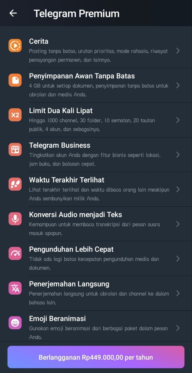 Fitur Telegram Premium