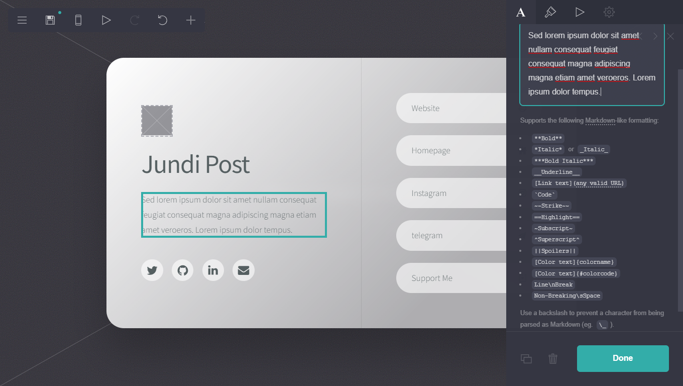 Mendukung format markdown